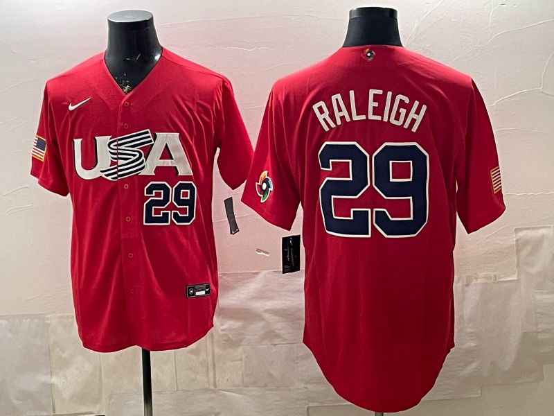 Men 2026 World Cub USA #29 Raleigh Red Nike MLB Jersey style 02